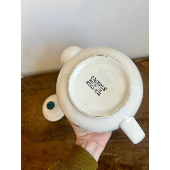 Vintage Ceramic Teapot with Apple Design and Green Trim | Floral Teapot - Picture 8 of 8